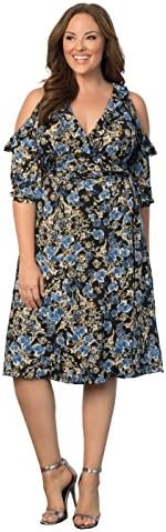 Kiyonna Women's Plus Size Barcelona Wrap Dress 3X Floral Meadow