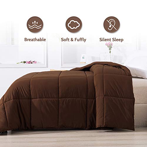 Cosybay Queen Comforter Chocolate, Down Alternative Bed Comforter, Lightweight Duvet Insert with