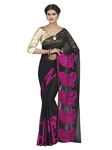 Shonaya black colour dani georgette saree with unstitch…