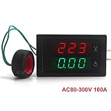KETOTEK Digital Multimeter AC Ammeter Voltmeter 80V-300V/100A Ammeter Voltmeter110V/220V Capacitance and Watt Meter LED Dual Panel Display Detector+Current Sense transformer