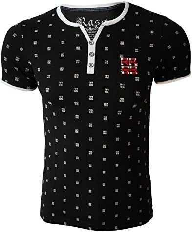Rass Collection MFL-2683 Henley T-shirt - Men's Tee Shirts Black