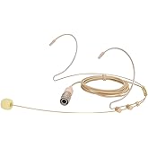 YXG Headworn Earset Over Ear Hanging Mic Beige Low Profile Light-Weight Microphone Compatible with Audio-Technica Wireless System Bodypack Transmitter, with Hirose 4 Pin Plug