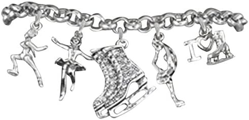 Ice Skates, I Love Ice Skating" Hypoallergenic Adjustable Bracelet