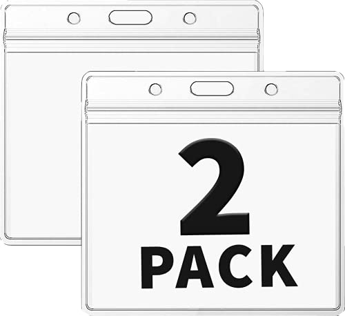 Qlofy 2pcs Clear Plastic PVC CDC Record Card Protector 4x3 inch Vax Card Holder Horizontal Badge ID Card Name Case Waterproof