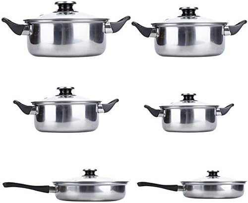12 Piece Pots and Pans Stainless Steel Cooking Kitchen Induction Cookware Set