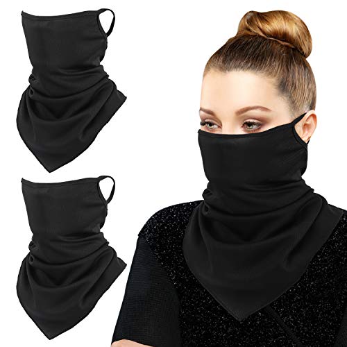 Moko Scarf Mask Bandana With Ear Loops 3 Pack Neck Gaiter Balaclava Uv Sun Protection Face Mask For Dust Wind Outdoors Motorcycle Cycle Bandana Headband For Women Men Black Pricepulse