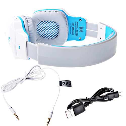 Urvoix Bluetooth Headset, Wireless Bluetooth V4.1 Stereo Gaming Headphones with Microphone for IOS Android Windows Mobile and Bluetooth Devices White - Thumbnail 3