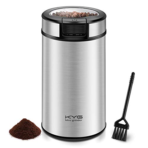 KYG 200W Elektrische Kaffeemühle für Kaffeesamen, Leinsamen, Gewürze, Nüsse, Kaffeemühle mit Edelstahlklingen