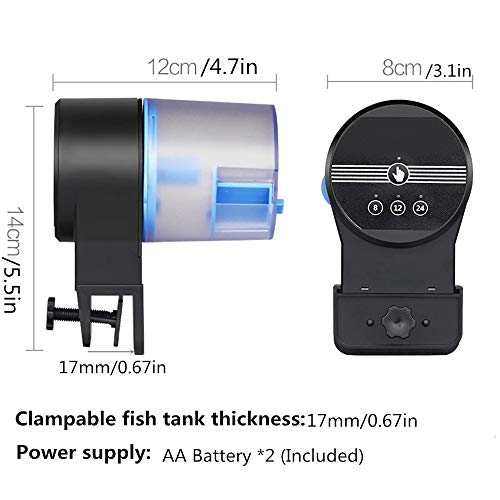 Automatic Fish Feeder Fish/Turtle Timer Auto Feeder for Aquarium&Fish Tank Vacation&Weekend Fish Food Dispensers Batteries Included(with 2 Fish Food Dispensers)