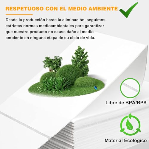 500 Etiquetas Térmicas Directas 4" x 6", Papel Adhesivo para Impresora - Perforadas y con Adhesivo Resistente, Grado Comercial