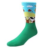 Zmart Men Crazy Animal Color Pattern Art Crew Novelty Socks Cow