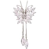 Sither Crystal Butterfly Long Necklace for Women Sweater Chain Statement Necklace Butterfly Pendant Jewelry Accessories Dressy Collocation Winter Evening Party Wedding