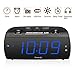 DreamSky Digital Alarm Clock Radio with USB Charging Port, FM Radios with Headphone Jack, Large 1.8 Inch LED Display with Dimmer, Snooze, Sleep Timer, Plug in Alarm Clock Blue Display for Bedroom