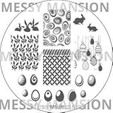 MESSY MANSION MM36 Nail Art Stamping Plate - Easter Bunny Rabbits