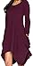 Women Asymmetrical Loose Long Sleeve Pockets Tunic Shirt Dress Purple L