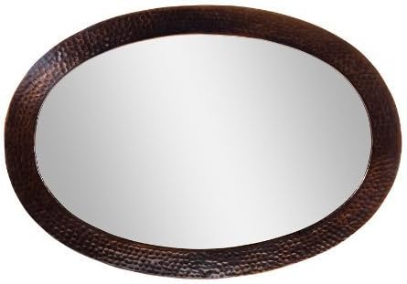 The Copper Factory CF137AN Solid Hammered Copper Framed Oval Mirror, Antique Copper by The Copper Factory