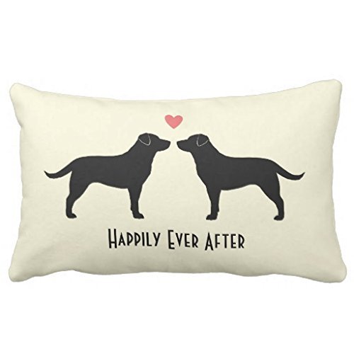 Standard Pillowcase Decorative Black Labrador Retrievers - Wedding Dogs with Text Pillow Cases 16x24 Inches