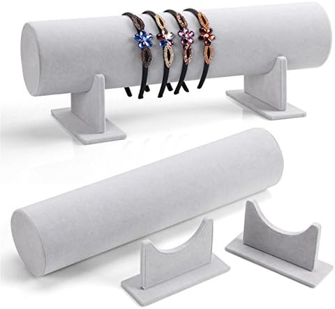Ulike2 50cm/19.68" Velvet Bracelet Chain Watch T-Bar Rack Jewelry Hard Display Stand Holder Jewelry Organizer Hard Display Stand (Gray)