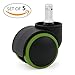Katu Rubber Wheels for Office Chair Casters - 2 inch (Set of 5) Black & Green