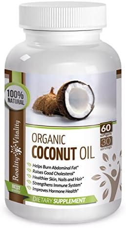 Reality Vitality Organic Virgin Coconut Oil 1000mg Softgels 30 Day Supply