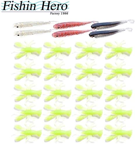 Fishin Hero Fishing Lures Including Tongs, Hooks, Trailers, Soft Bait and Swimming Fish Large Sizes