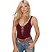 Blooming Jelly Women's Stretch Lace up Tank Leotard Bodysuit Jumpsuit,Dull red,Medium