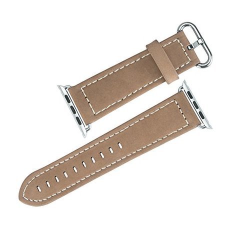 Apple Watch Strap, Premium Leather Replacement Watchband with Secure Metal Clasp, Apple iWatch Band Leather Strap Wrist Band Classic Buckle for Apple Watch & Sport & Edition (MM598) (Black 38mm)