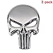 Quentacy 2-Pack Skull Punisher Emblem Badge 3D Metal Sticker Decals for Cars Trucks Motorcycle Vehicle Luggage Laptop Tablets (Silver)