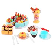 AZ Trading & Import Birthday Cake 75pcs Pretend Play Food Toy Set (Blue)