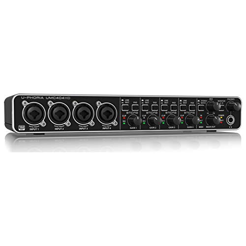 BEHRINGER UMC 404HD Audiophile 4X4 24-Bit/192 KHz USB Audio/Midi Interface with Midas Mic Preamplifiers Black