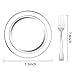 Nervure 204PCS Silver Plastic Plastes - 102PCS Disposable Silver Dessert Plates with 102PCS Plastic Forks Perfect for Salads, Desserts, Catering, Wedding & Parties