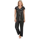 Women's Rose Trim Short Sleeve Pajama