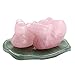 CrystalTears Rose Quartz Mandarin Ducks Love Birds on Lotus Leaf Green Aventurine Fengshui Figurines with Box Gift Valentines Day Gift
