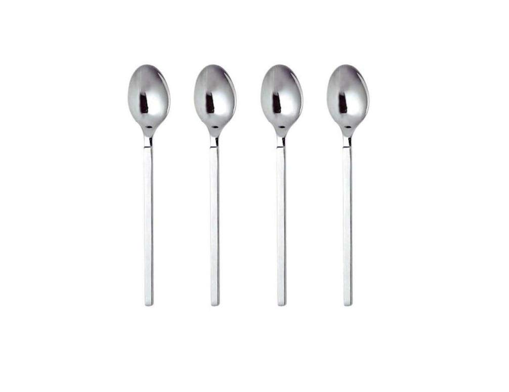 Alessi 4180/9S4 Dry Set of four mocha coffee spoons in 18/10 stainless steel mirror polished with mat handle