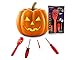 KINREX Pumpkin Carving Kit – Halloween Carve Tools Set For Kids & Adults, 8 Paper Stencils Patterns Designs Templates Jack o Lantern Decoration, Includes Small & Big Saw Tool, Scooper & Drill