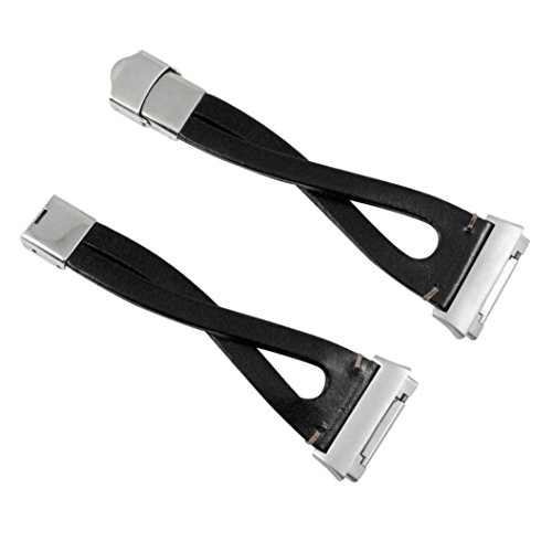 Lisin Leather Band For Fitbit Ionic,Replacement Leather Wristband Band Strap Bracelet (Black) - Thumbnail 6