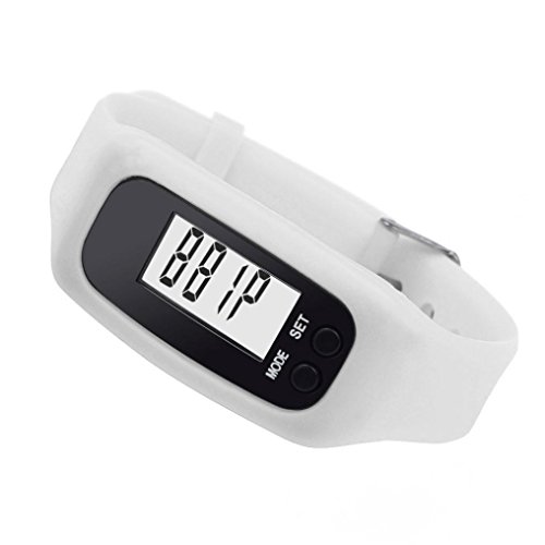 Voberry Digital LCD Pedometer Run Step Walking Distance Calorie Counter Watch Bracelet (White) - Thumbnail 4