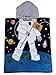 Athaelay Cotton Beach Towel for Age 2-7 Years Boy/Girl Toddlers and Kids, Multi-use for Bath/Shower/Pool/Swim, Hooded Poncho Bathrobe with Drawstring Bag, Astronaut Theme