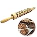 Christmas Wooden Rolling Pins Engraved Embossed Deep Printing, Elk Christmas Symbols Pattern Embossing Rolling Pin, Kitchen Baking Tool for Embossed Cookies Waffles Pastry Dough Pies (Rolling Pin)
