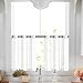 Kitchen Tier Curtains 24 inch White Tier Curtains for Bathroom Striped Cafe Curtains Sheer Small Curtains Grommet Top, 2 Panels