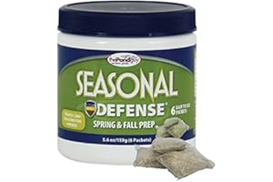 The Pond Guy Seasonal Defense, Spring & Fall Beneficial Bacteria, Barley & Enzymes, Cold Water Pond Sludge & Scum Treatment, Fish & Plant Safe, 6 Packets