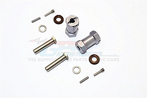 Axial RR10 Bomber Upgrade Parts Aluminum Wheel Hex Adapters 23mm Width (Use For 4mm Thread Wheel Shaft & 5mm Hole Wheel) - 1Pr Set Gray Silver