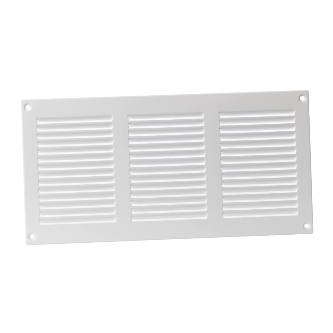 EUROPLAST 300x150mm / 12x6" inch White Metal Air Vent Grille Cover with Insect Mesh - Ventilation Cover