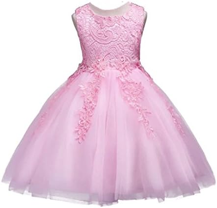 Summer Boutique/Tiara Included: Girls Baby Lace Embroidery Formal Princess Wedding Christening Dress Perfect for Birthday Christmas Party/Present Gift