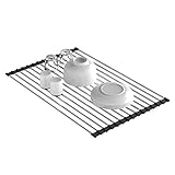 Bjone Roll Up Dish Drying Rack Over the Kitchen Sink, 304 Stainless Steel, 17.7