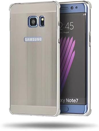 Meimei1986 2 in 1 Luxury Metal Aluminum Bumper + Brushed Reflective Effect Hard Back Frame Cover Case for Samsung Galaxy Note FE - Silver