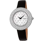 Burgi Women's BUR207 Swarovski Crystal Encrusted Quilted Dial Satin Leather Strap Watch - Packed in a Beautiful Gift Box, Perfect for Mothers Day