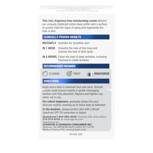 Neutrogena Rapid Wrinkle Repair Retinol Face Moisturizer, Fragrance Free, Daily Anti-Aging Face Cream with Retinol & Hyaluronic Acid to Fight Fine Lines, Wrinkles, & Dark Spots, 1.7 oz