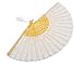 meifan Womens Multi Color Handmade Cotton Lace Folding Hand Fan (White)