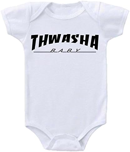 Thwasha Baby Thrasher Magazine Inspired Parody Baby Onesies Bodysuits Sizes (Newborn- 12 Months) (6 Month)